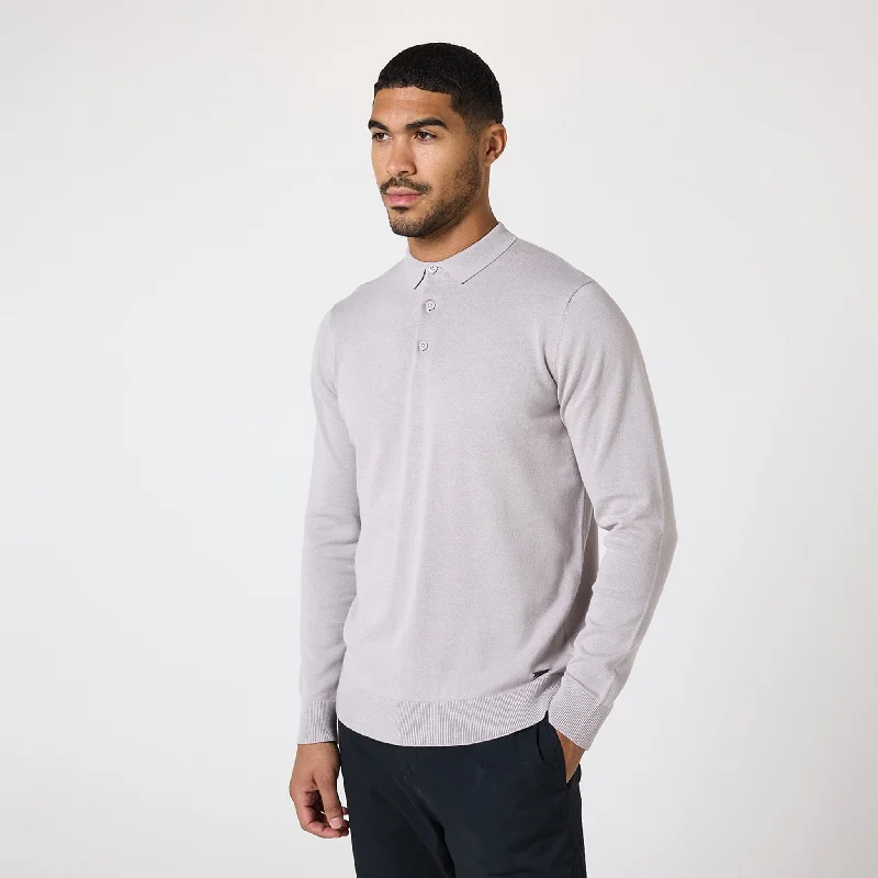 Classic Series Long Sleeve Knitted Polo | Sand