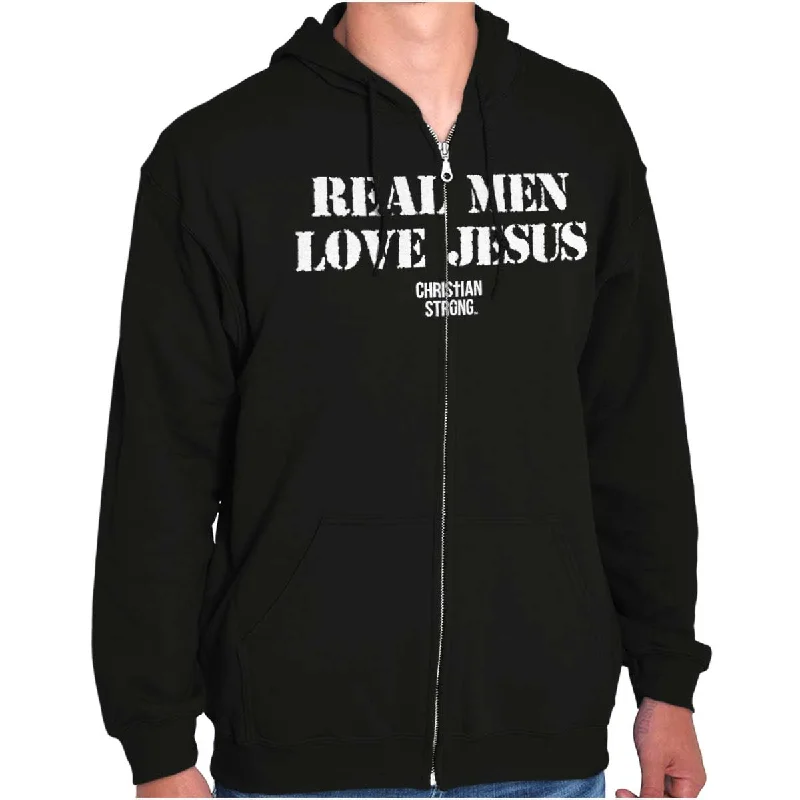 Elegant Design Real Men Love Jesus Zip Hoodie