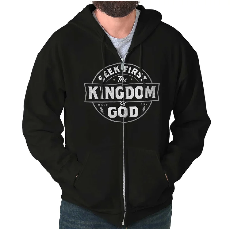 European And American Style Seek First the Kingdom Zip Hoodie