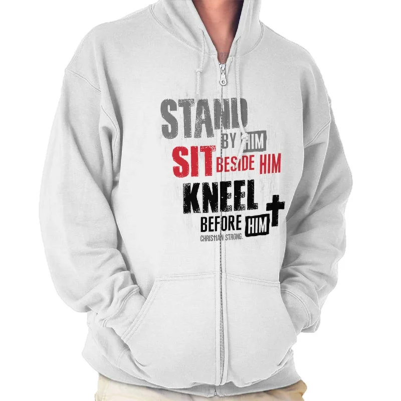 Exquisite Design Stand Sit Kneel Zip Hoodie