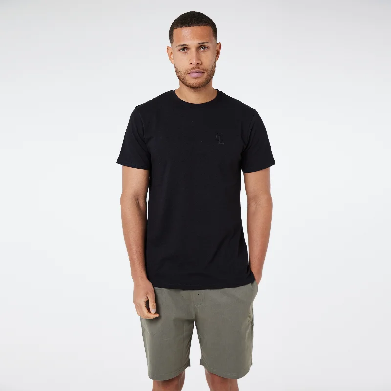 Celebrity Style T-Shirt and Chino Short Set | Black/Khaki