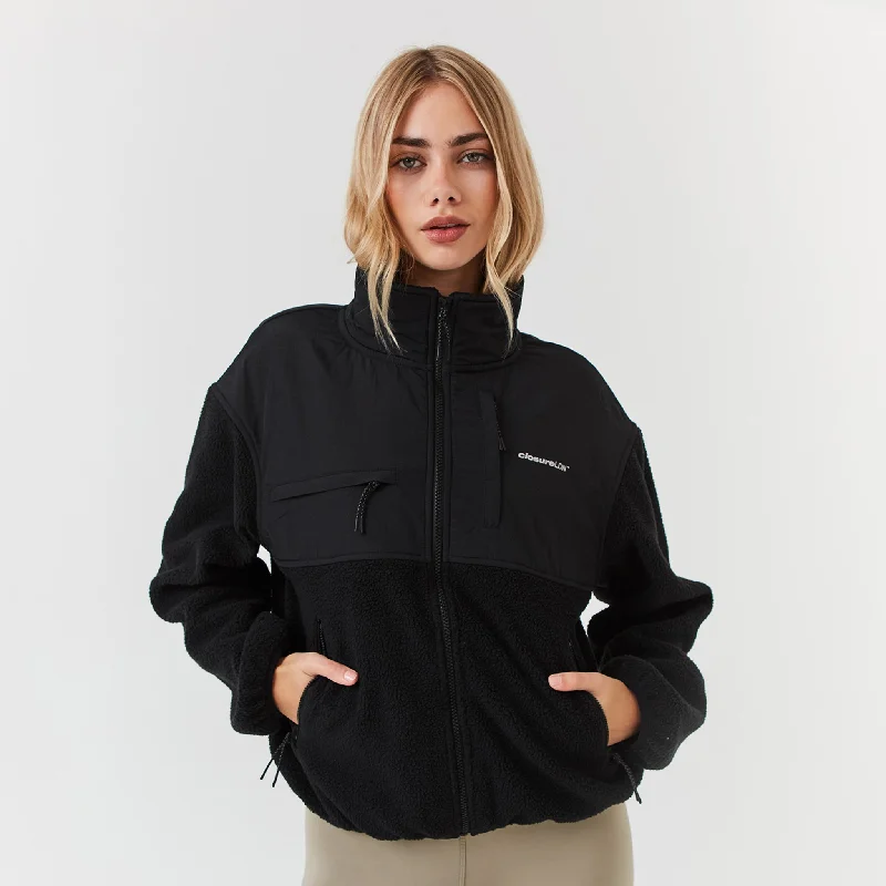 Weekend Wear Borg Fleece Tech Jacket | Black