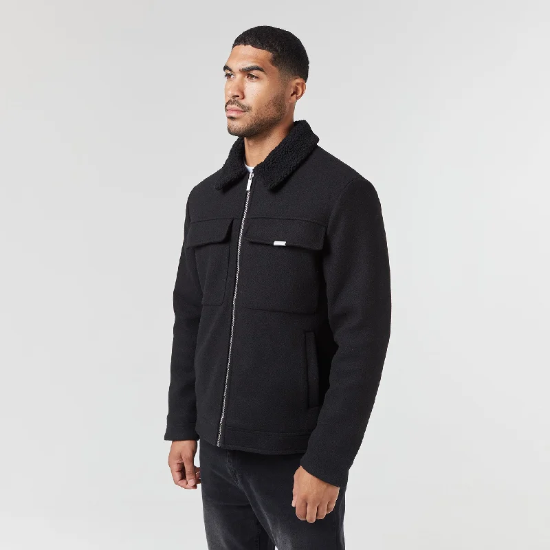 Sexy Fun Faux Wool Shearling Jacket | Black