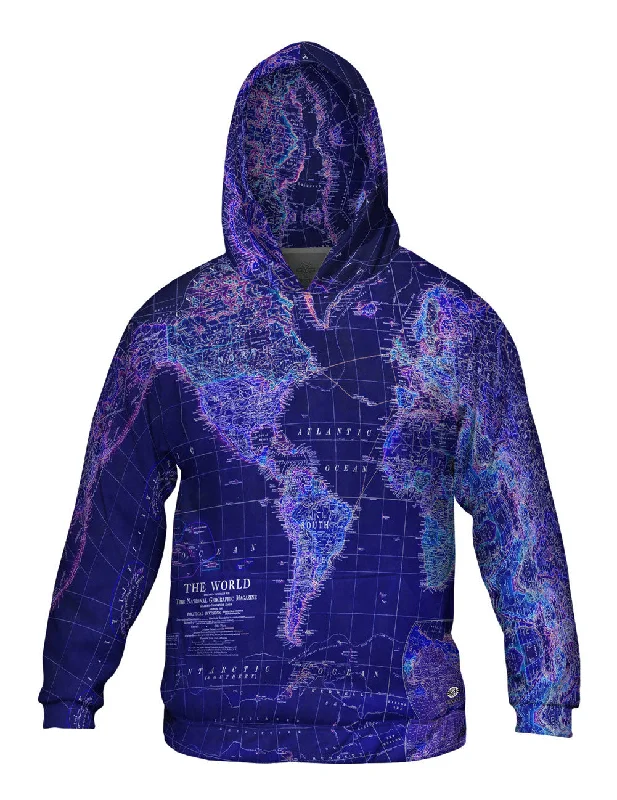 World Map Neon Close