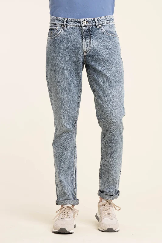 Sporty Wear Acid Wash Traditional Five-Pocket Pants