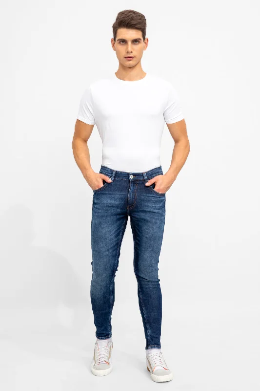 Embroidered Letters Ballsy Dark Blue Denim