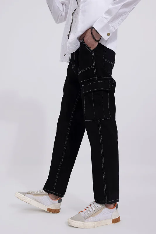 Youthful Street Fashion Black Baggy Fit Jeans