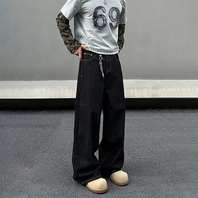 Soft Comfort Black Wide-leg Jeans