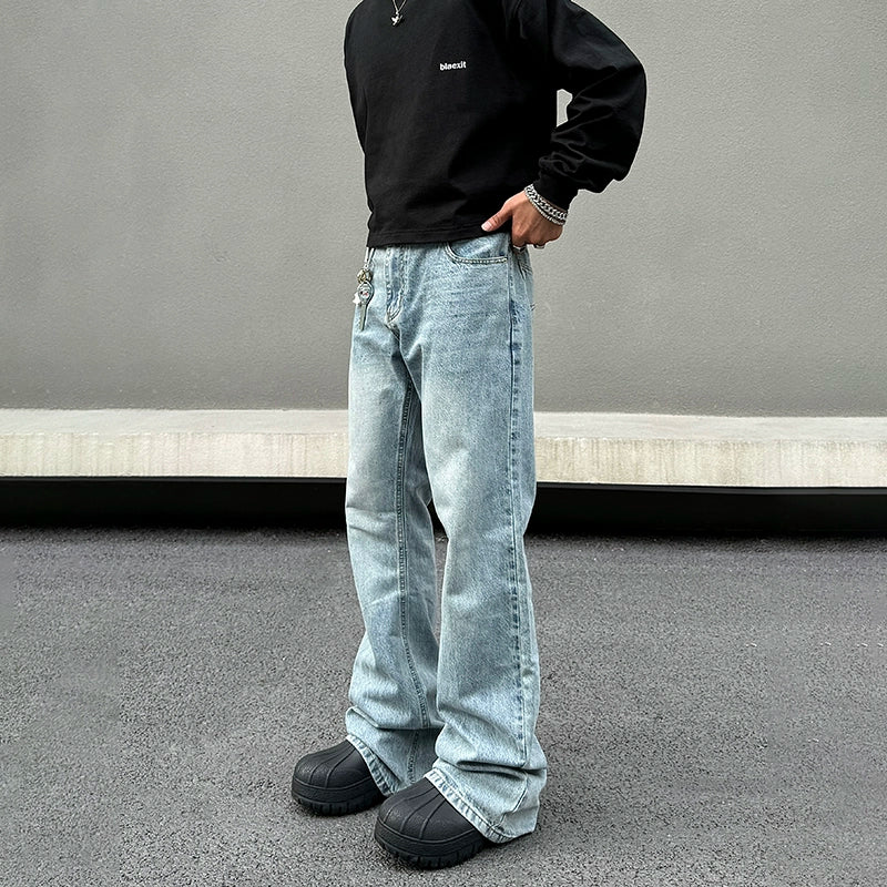 European And American Style Blue Cleanfit Flared Denim Pants