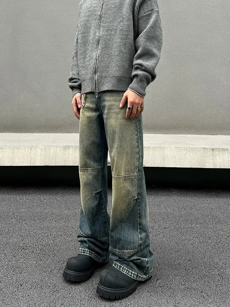 Relaxed Fit Wear Blue Wide-Leg Jeans