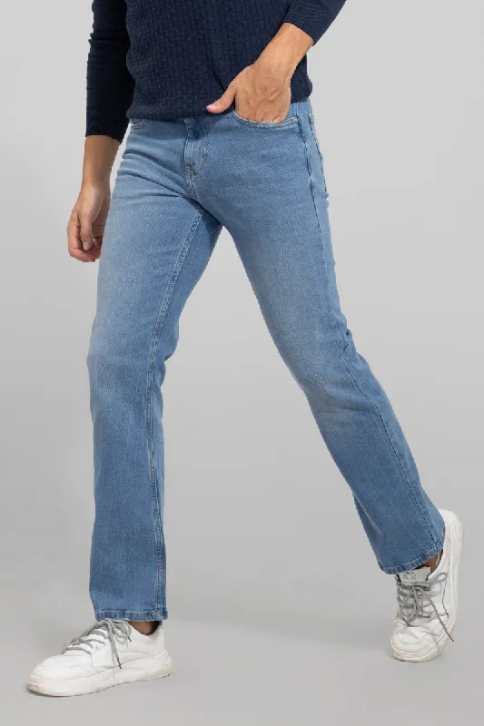 Cozy Fitting Bound Sky Blue Bootcut Jeans