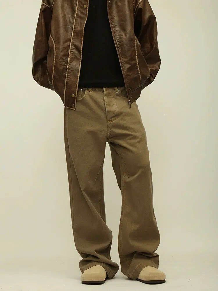 Fashionable And Fashionable Brown Straight Leg Jeans