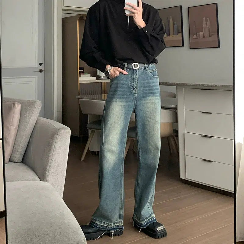 Exquisite Craftsmanship Casual Straight Wide-leg Jeans