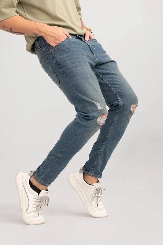 Romantic Data Crux Blue Distressed Skinny Jeans