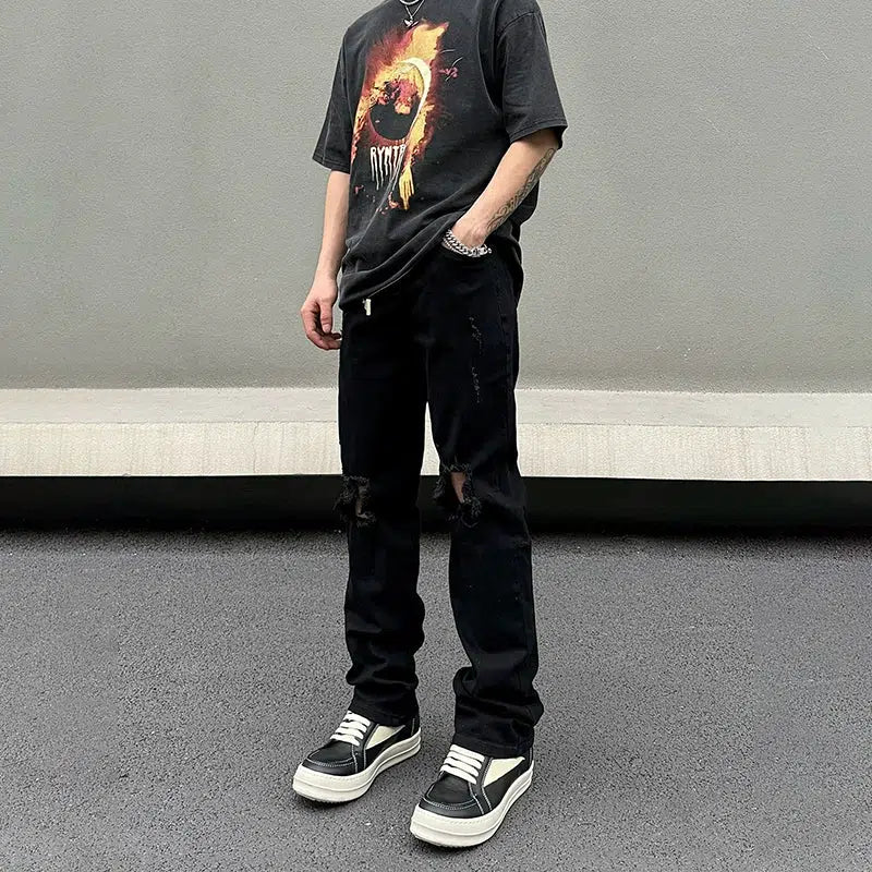 Elegant And Lazy Black Slim Fit Jeans
