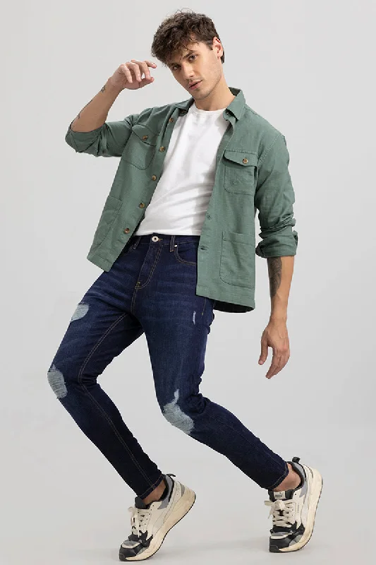 Embroidery Design Drift Dark Blue Skinny Jeans