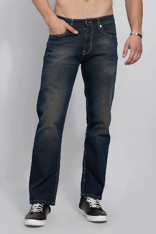 Fashionable Ease Dusty Grunge Blue Bootcut Jeans