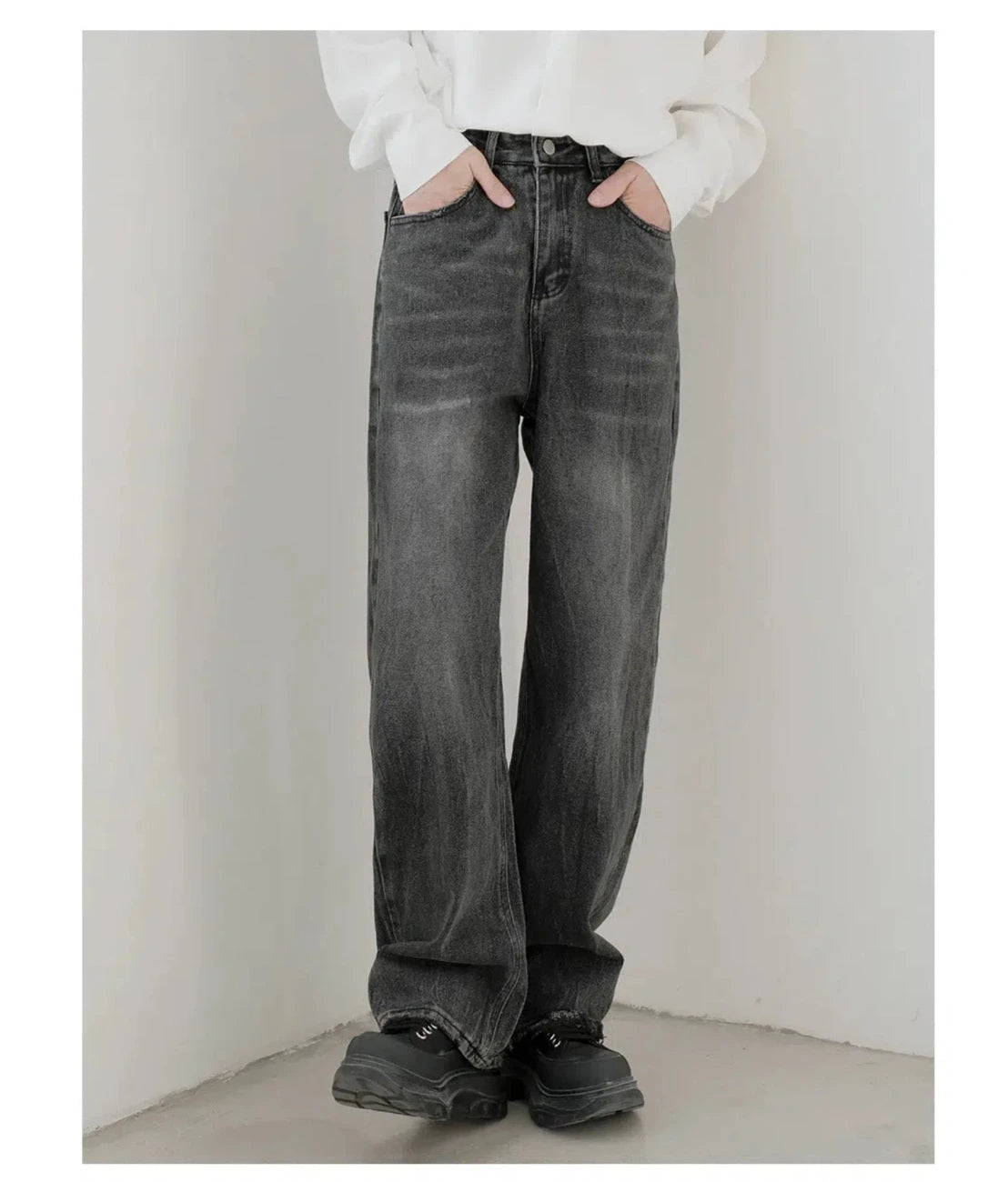 Denim Design Gray Wide-Leg Denim Pants