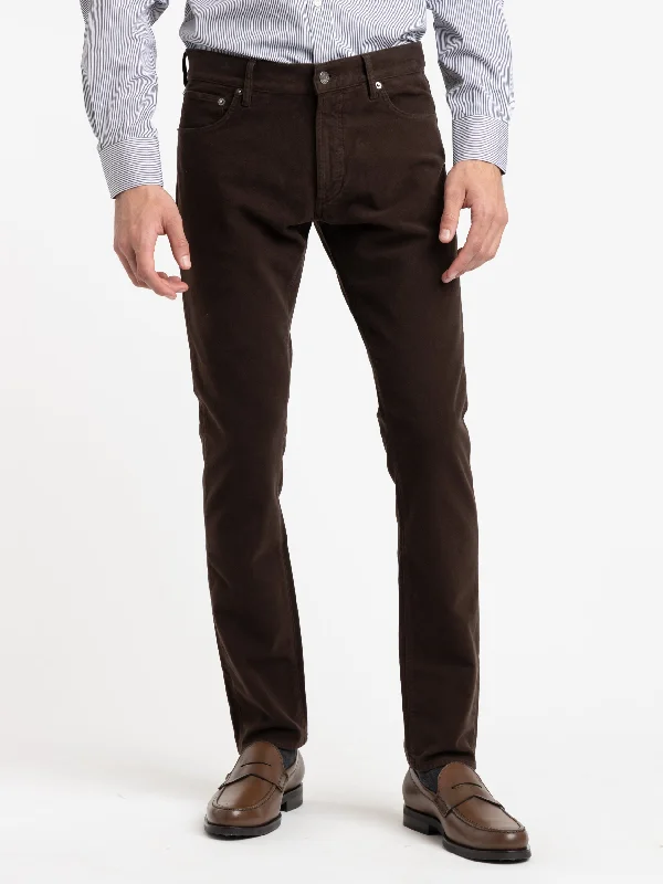 Youthful Vitality Luggage Brown Slim Fit Stretch Moleskin Pant