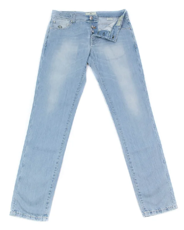 Retro Fashion Luigi Borrelli Denim Blue Jeans - Extra Slim - 38 US / 54 EU