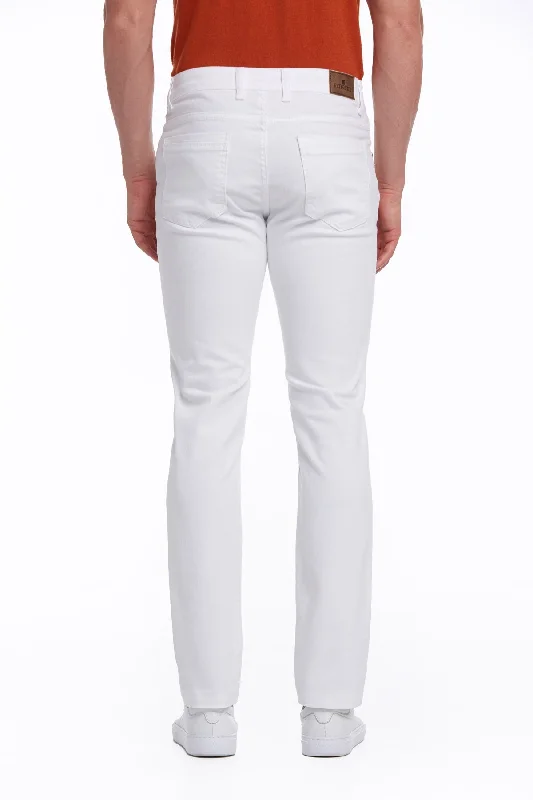 Regular Fit 5 Pocket High Waist Cotton White Denim