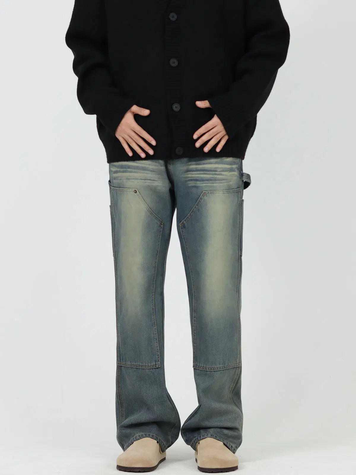 Floral Prints Retro Blue Bootcut Straight Casual Jeans