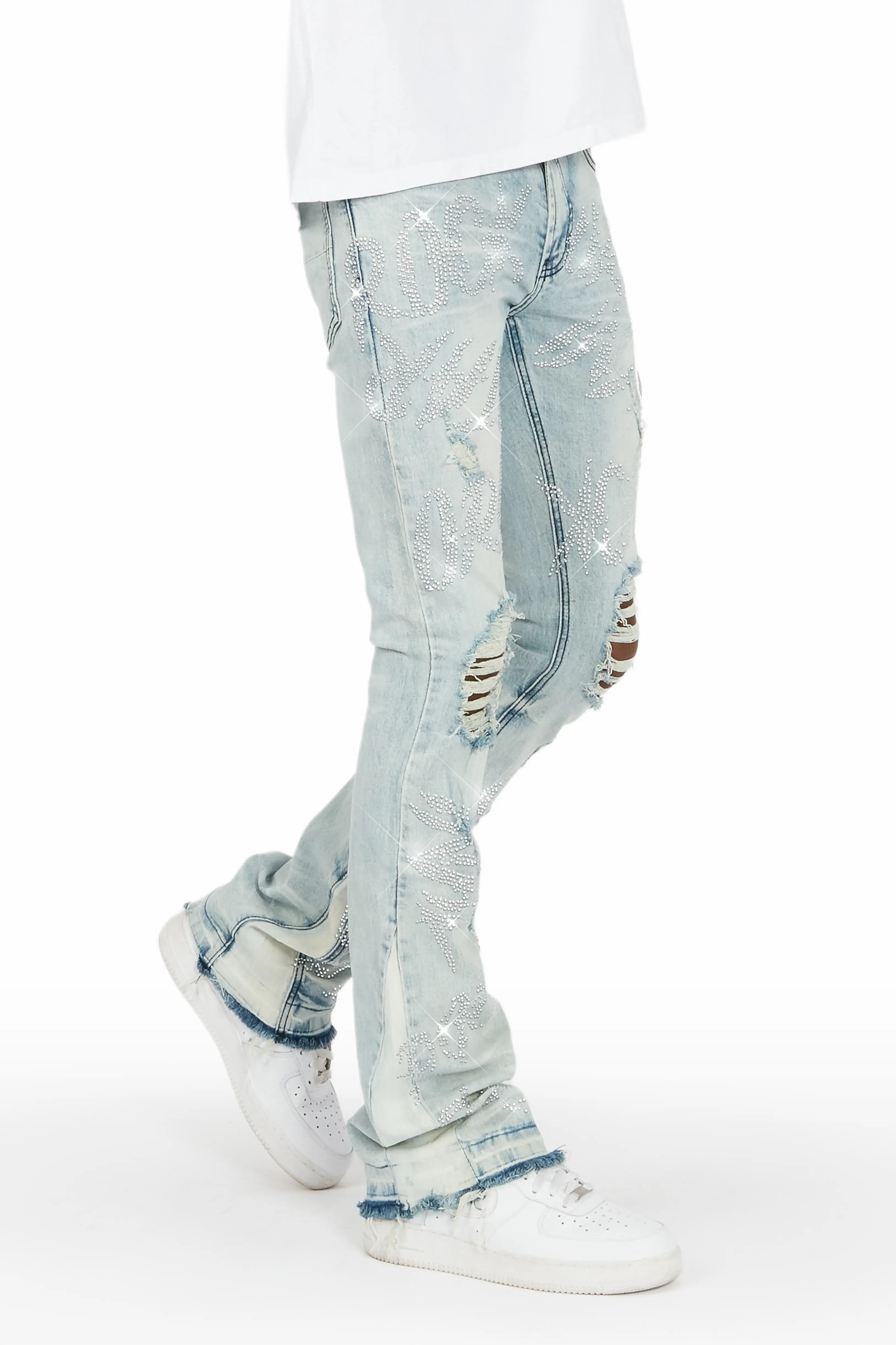 Soft Style Cato Graphic Stacked Flare Jean-Blue