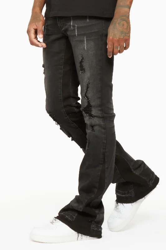 Versatile Comfort Tibbs Black Stacked Flare Jean