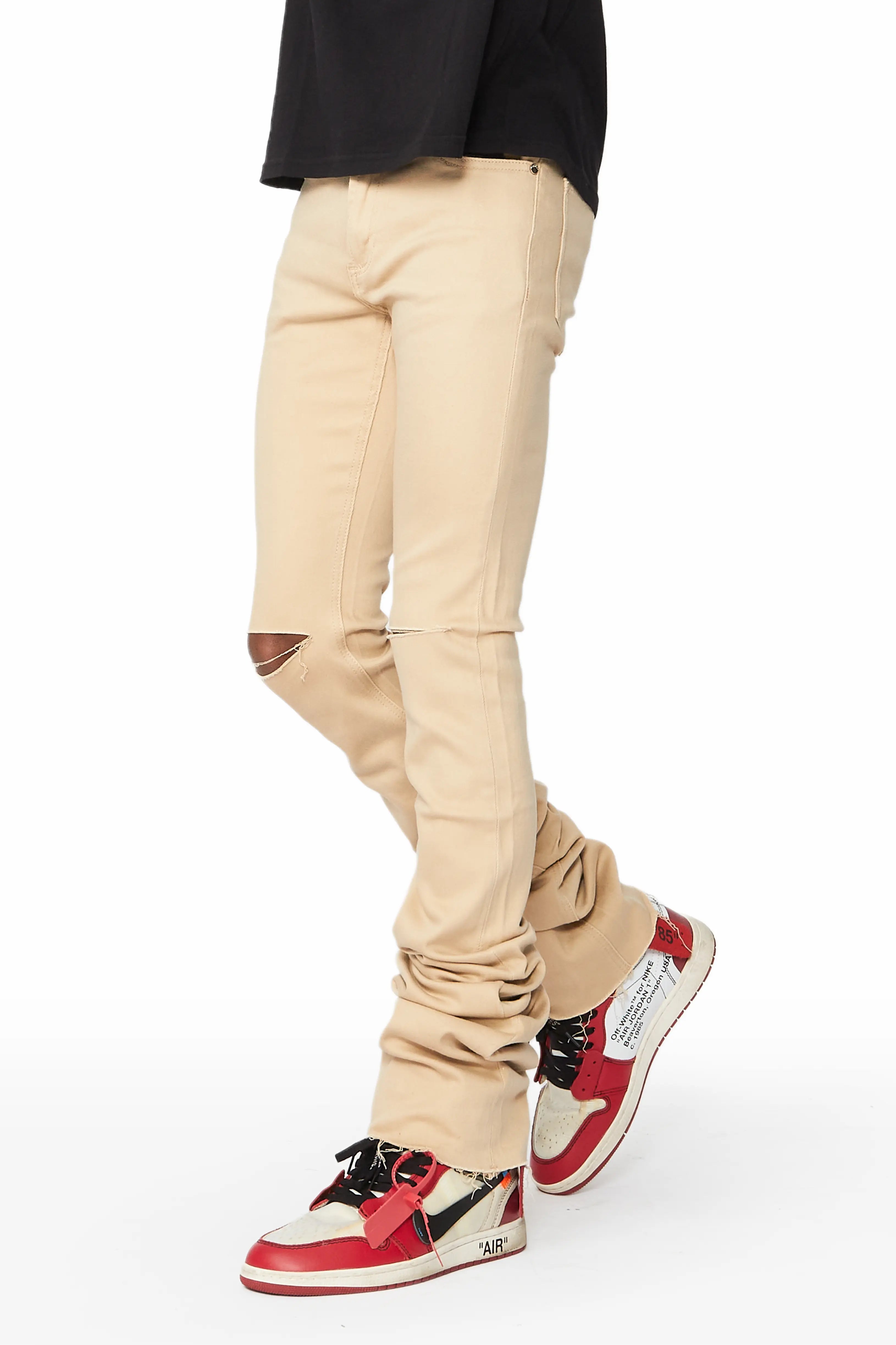 Warm Chic Faith Khaki Super Stacked Flare Jean