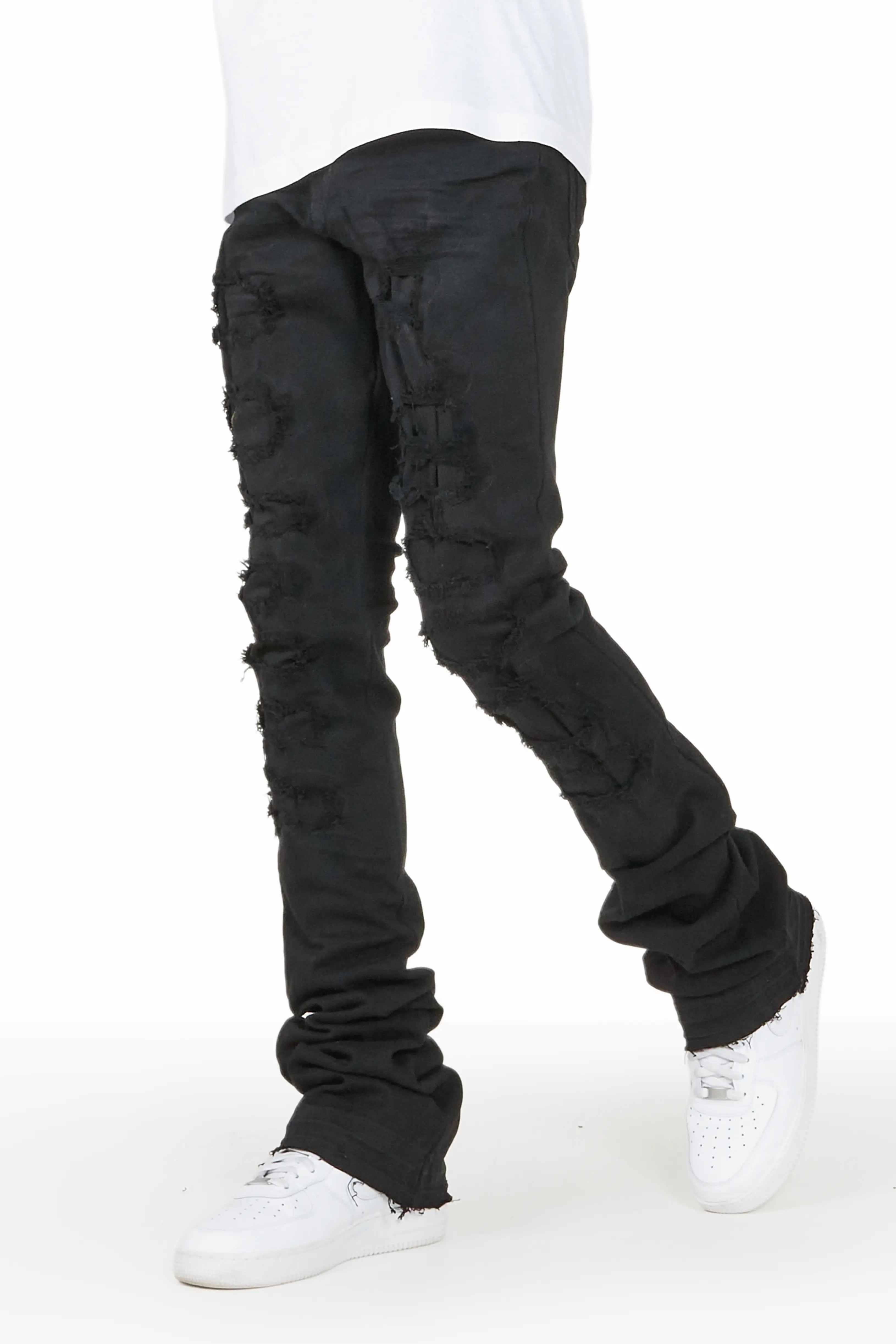 Casual Chic Badal Jet Black Super Stacked Flare Jean