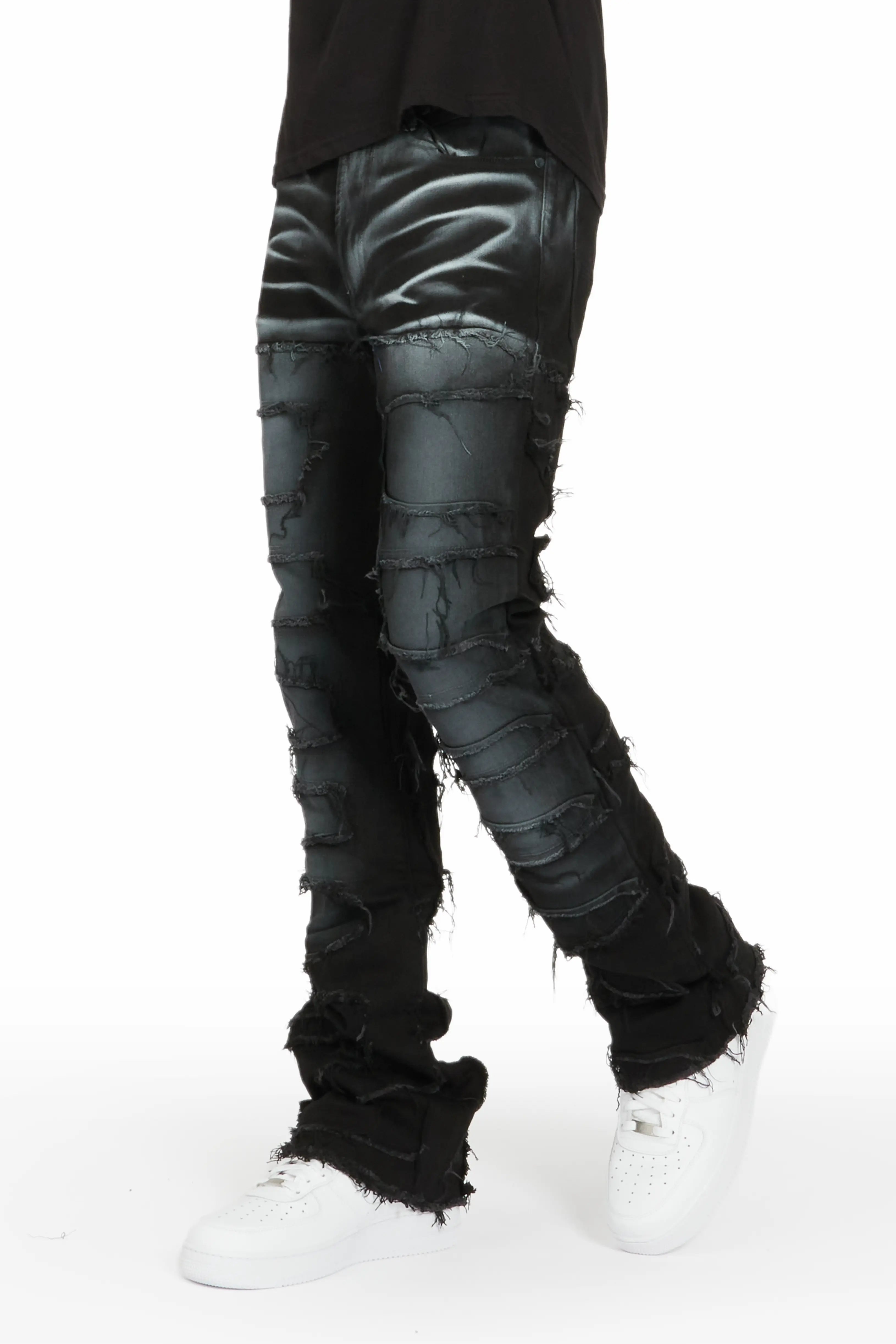 Weekend Wear Blaine Black Super Stacked Flare Jean