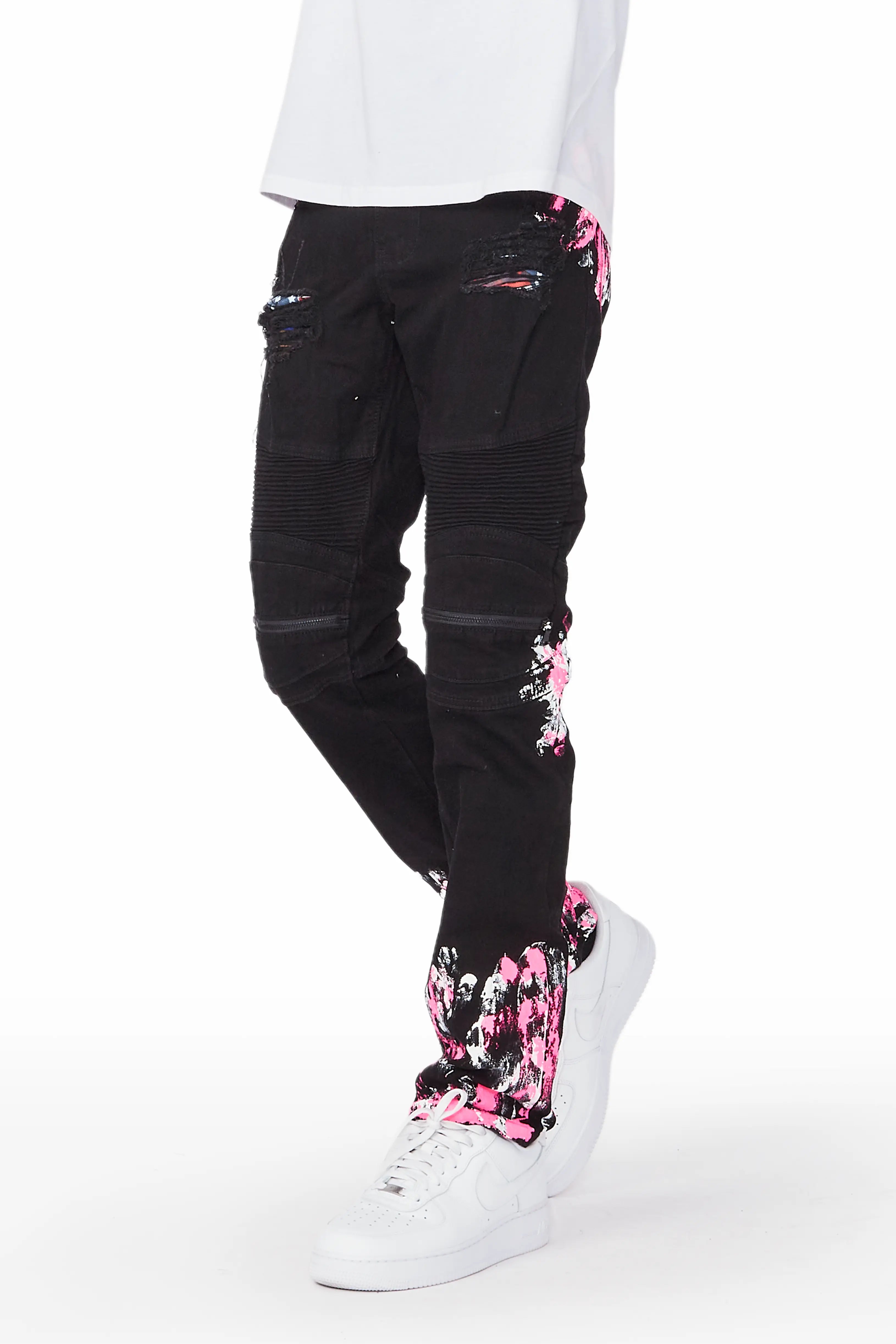Soft Clothing Kodak Black/Pink Painter Biker Jean