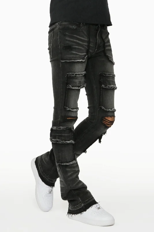 Tyrell Grey Stacked Flare Cargo Jean