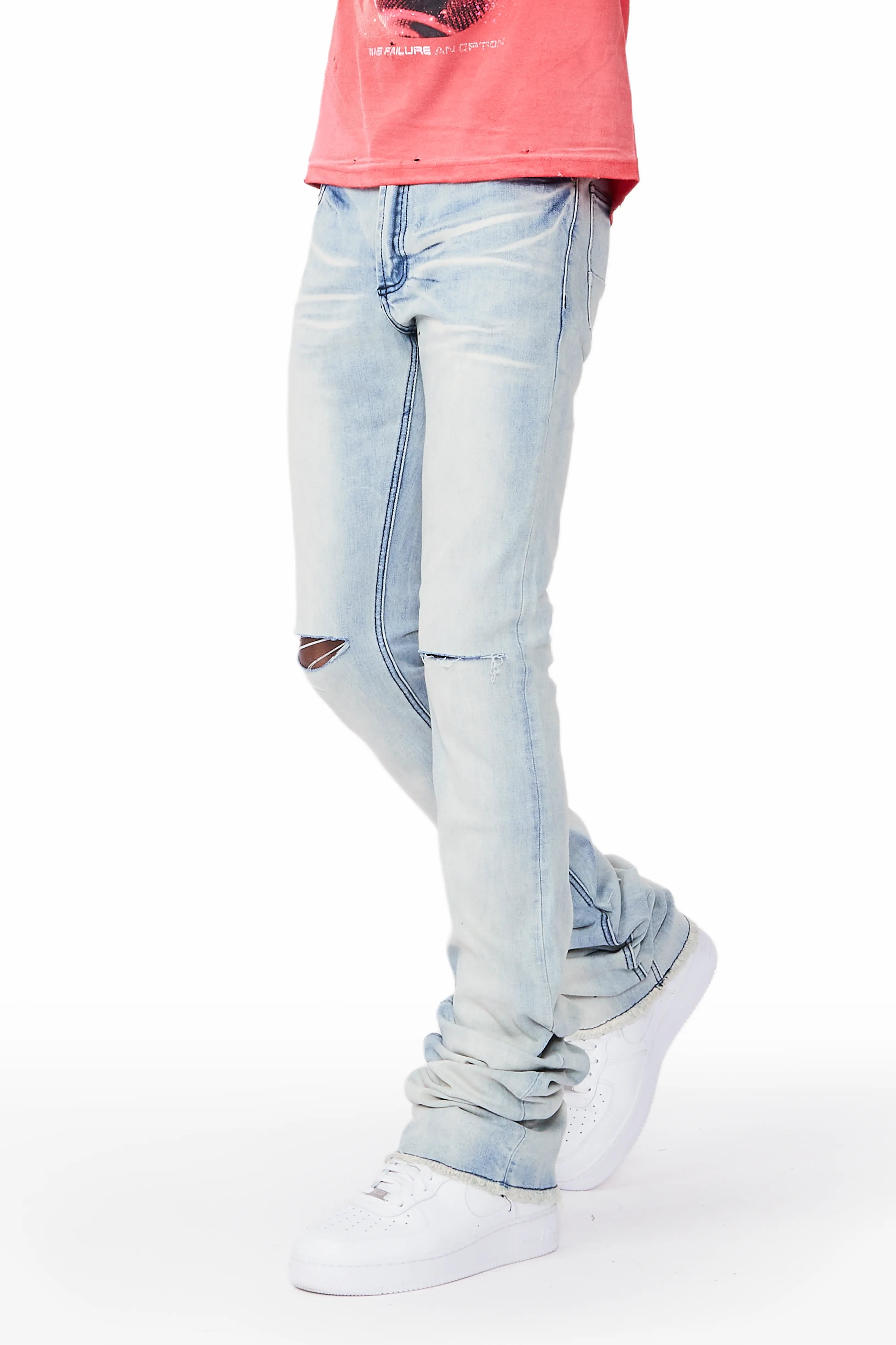 Unique Design Josiah Blue Super Stacked Flare Jean