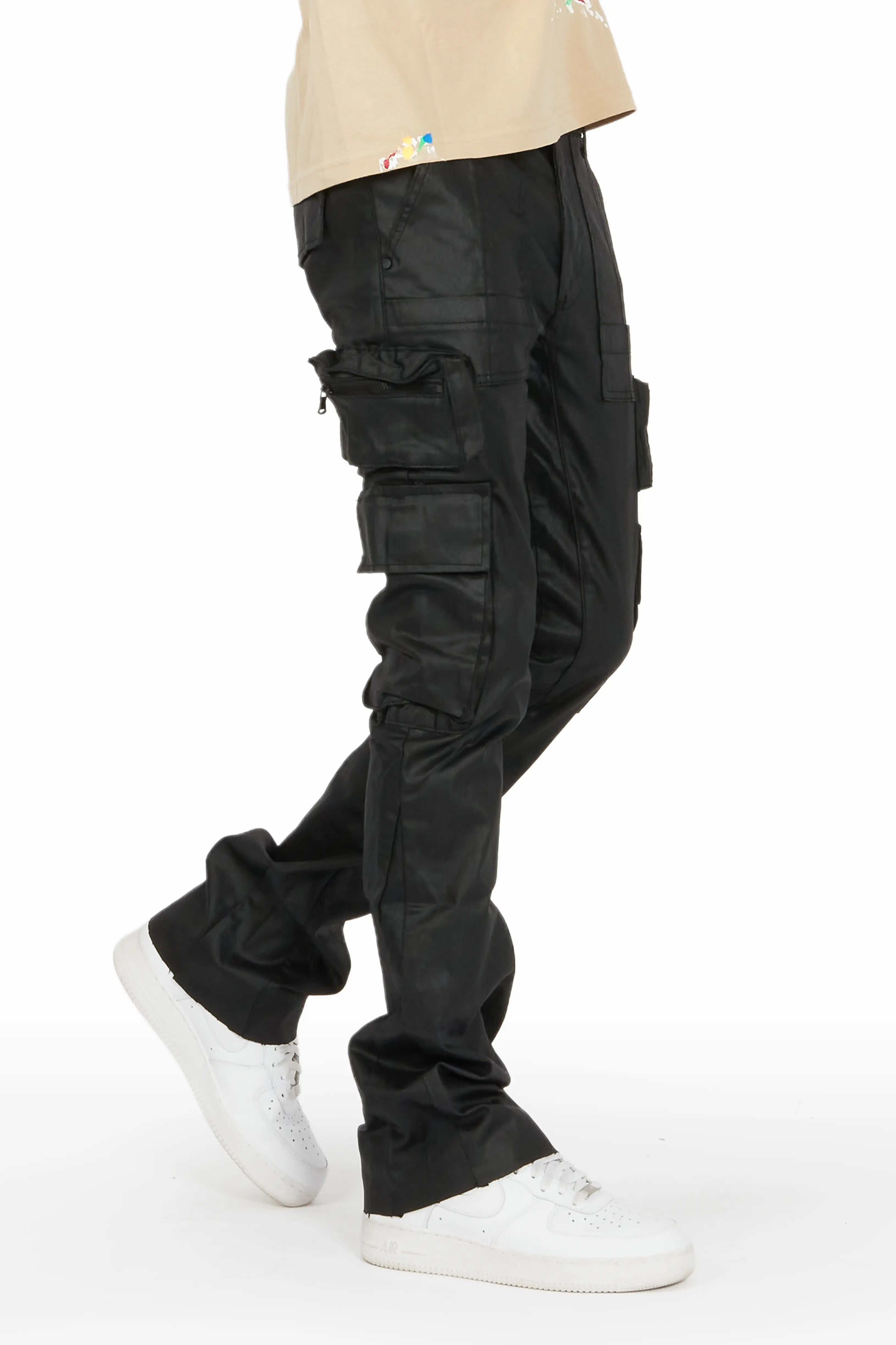 Elegant Wear Ritz Black Coated Stacked Flare Jean