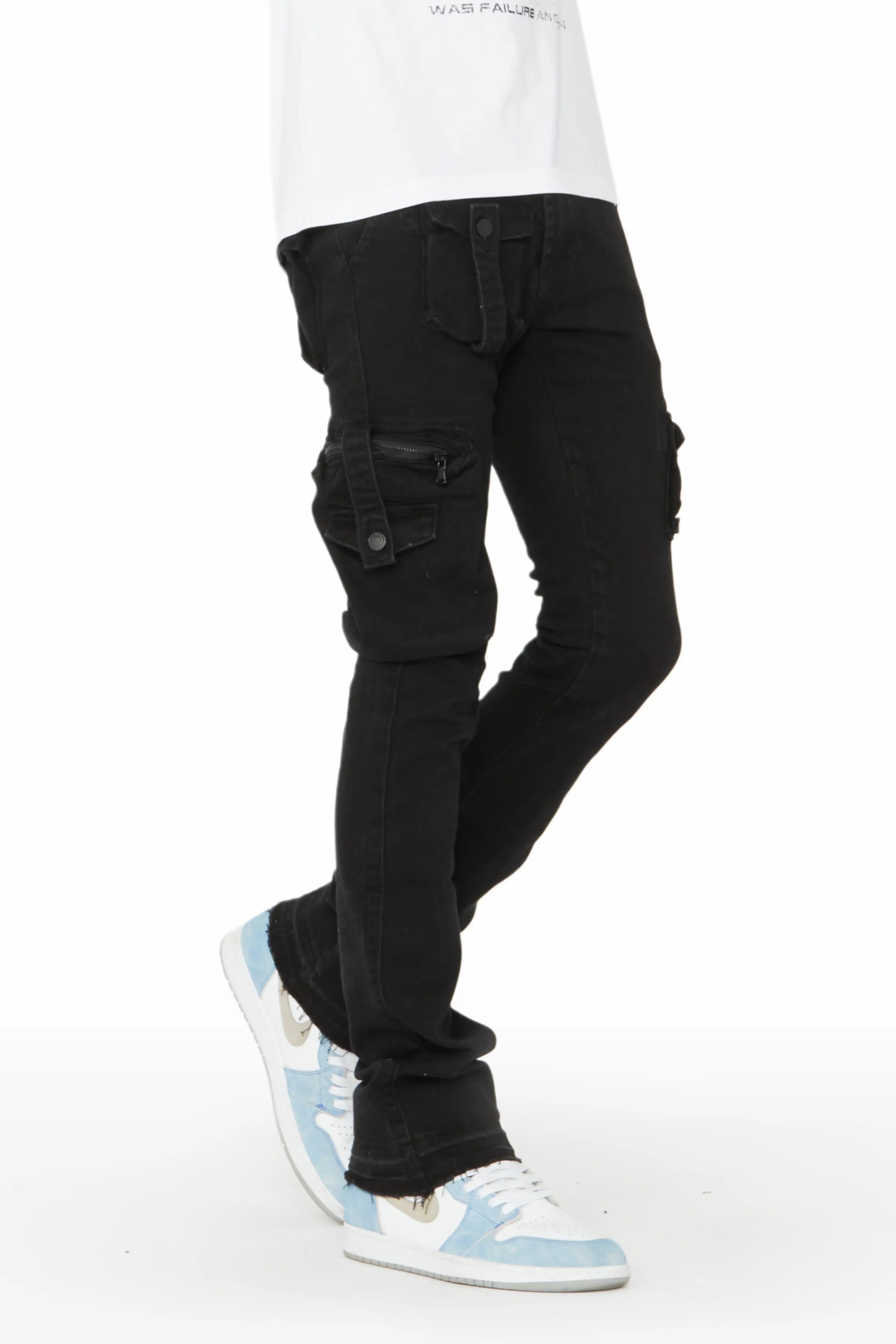 Relaxed Fashion Benti Black Stacked Flare Jean