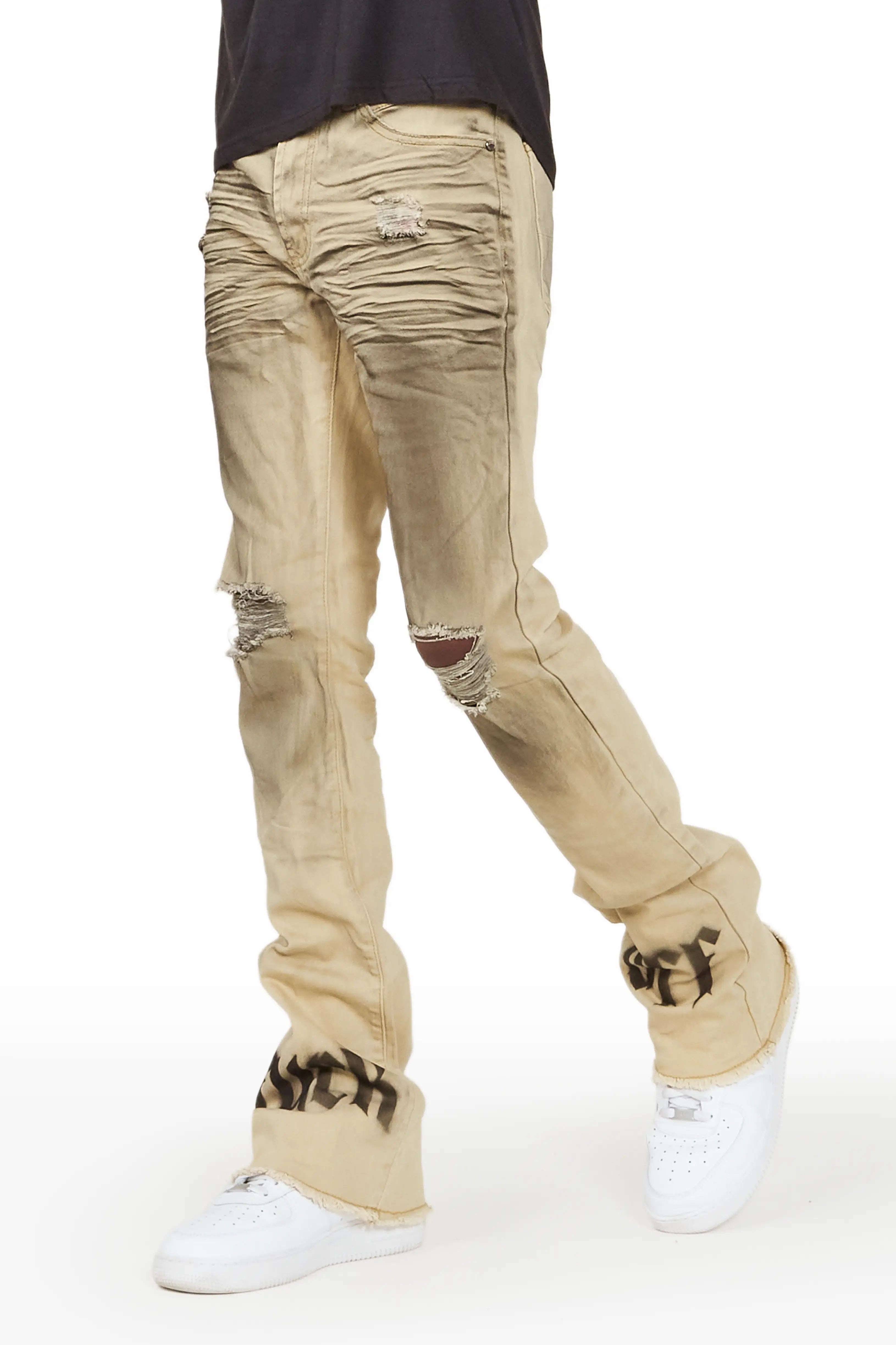 Hooded design Bree Khaki/Black Stacked Flare Jean
