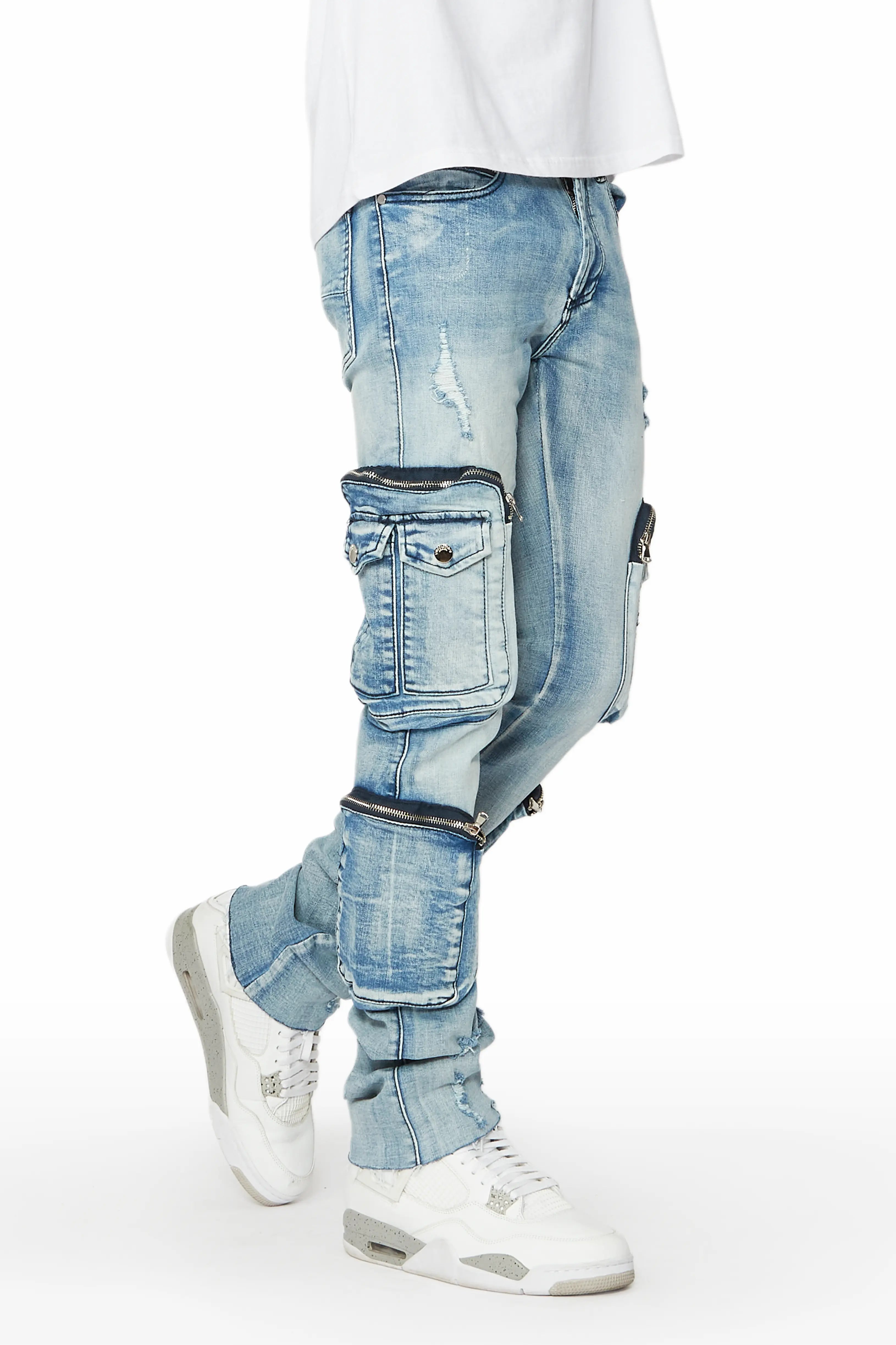 Design And Tailoring Sutton Blue Stacked Flare Jean