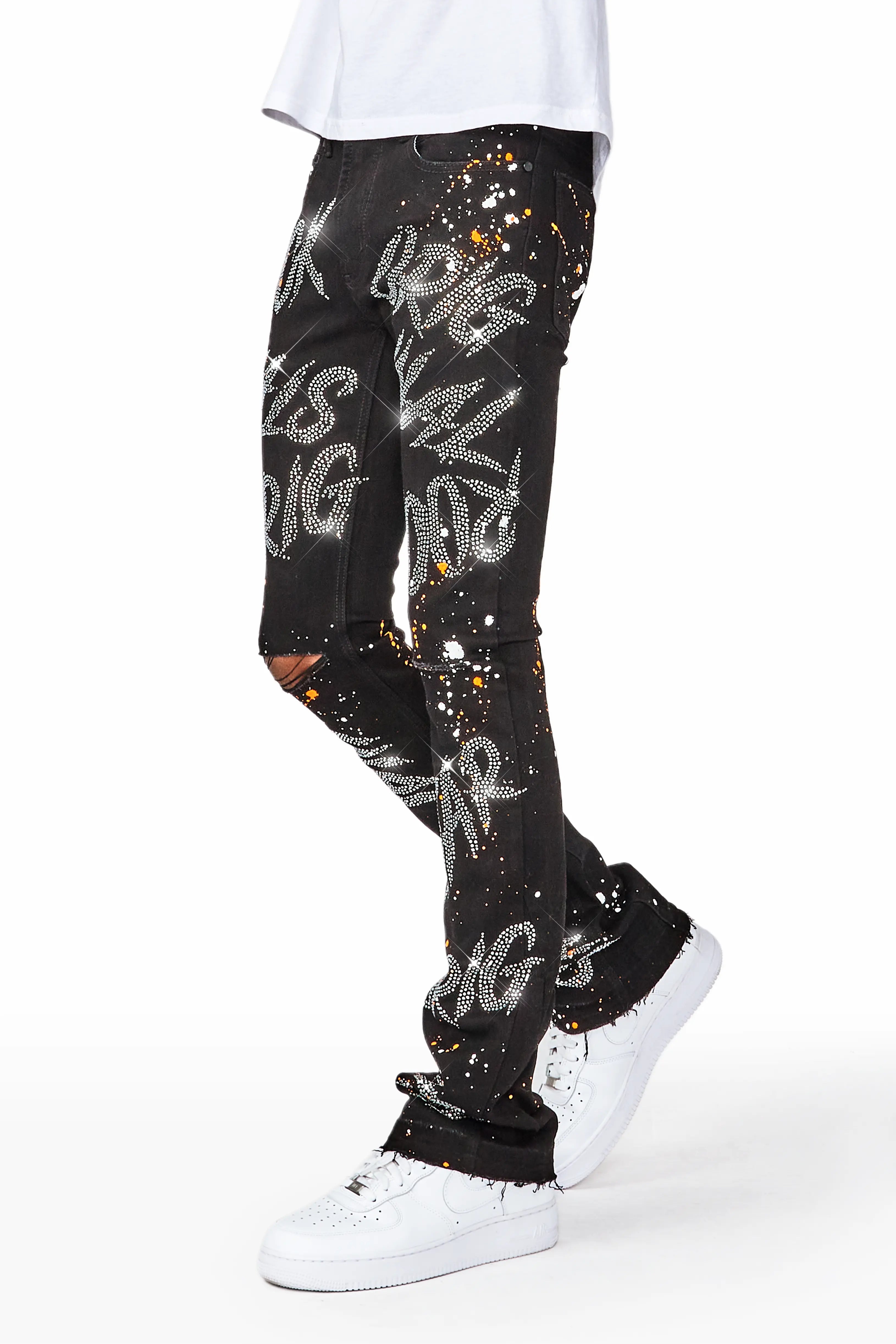 Casual Chic Looks Eren Black/Orange Stacked Flare Jean