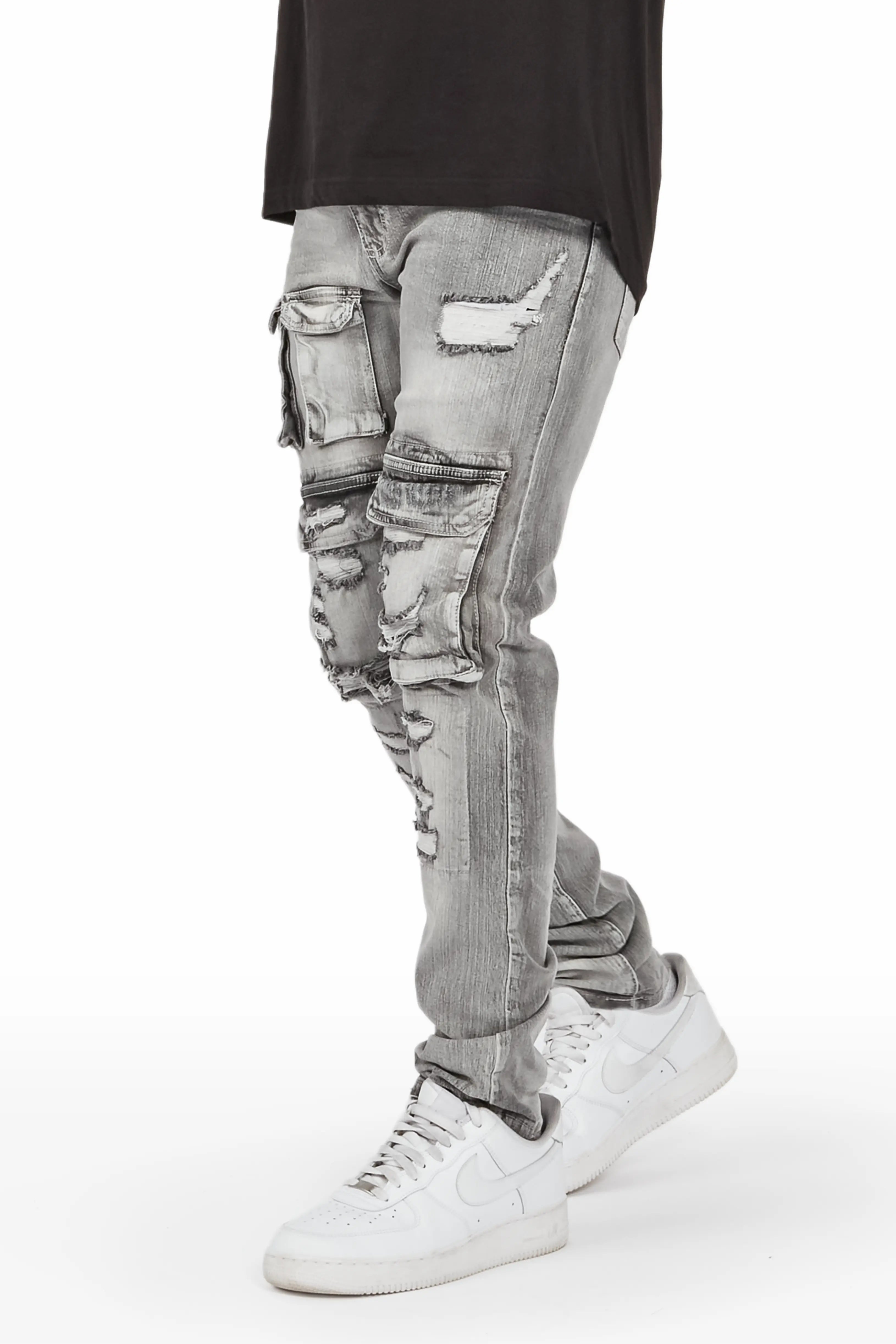 Classic Style Imran Grey Slim Cargo Jean