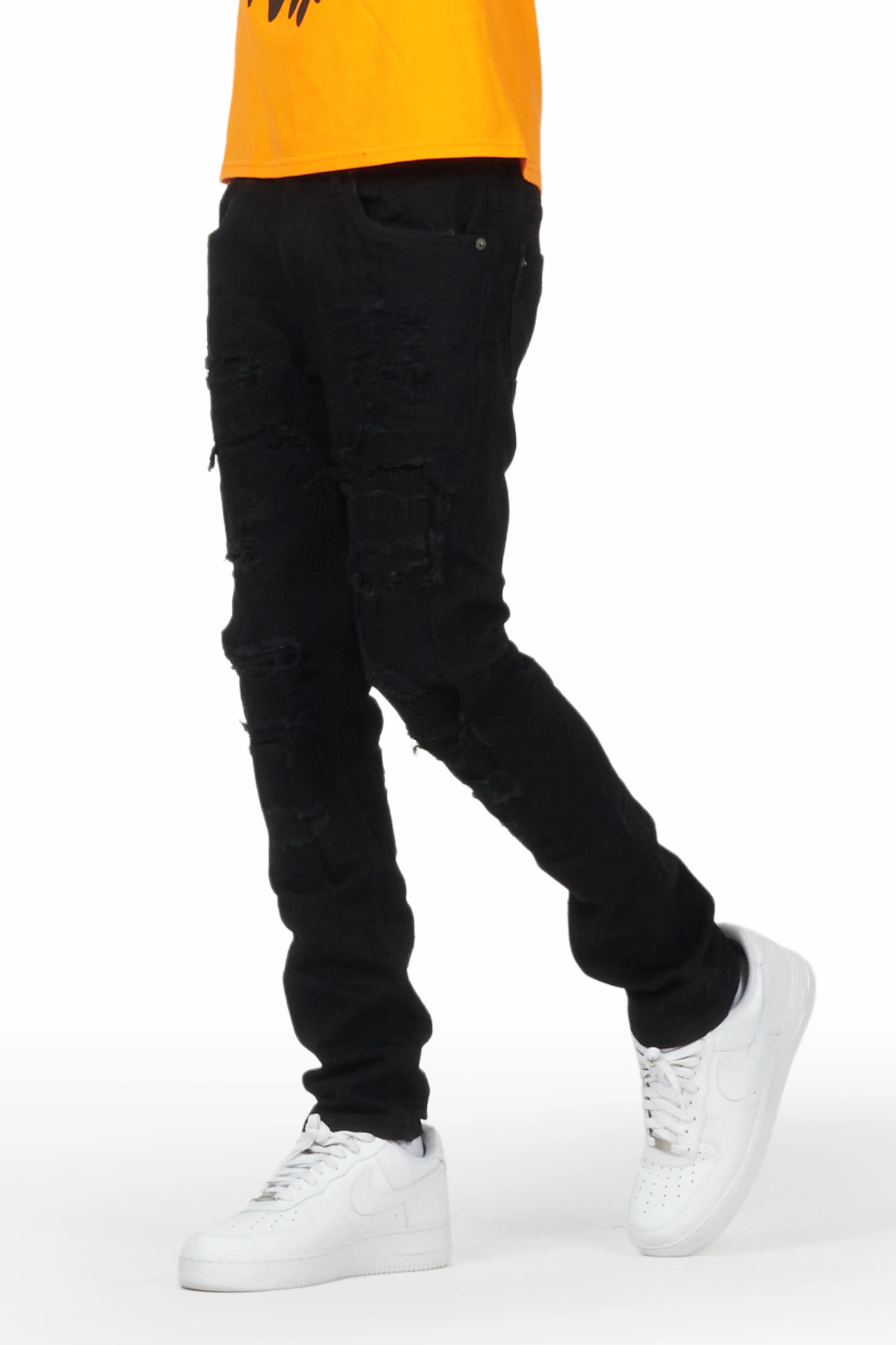 Gaines Black Ripped Slim Straight Jean