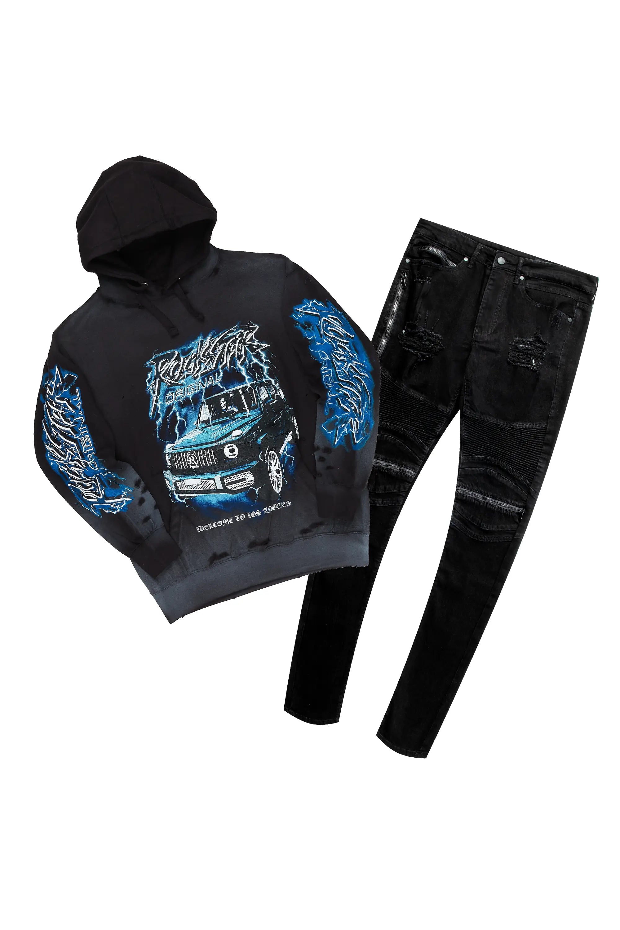 Advanced Design Hai Black Hoodie & BK Biker Jean Bundle