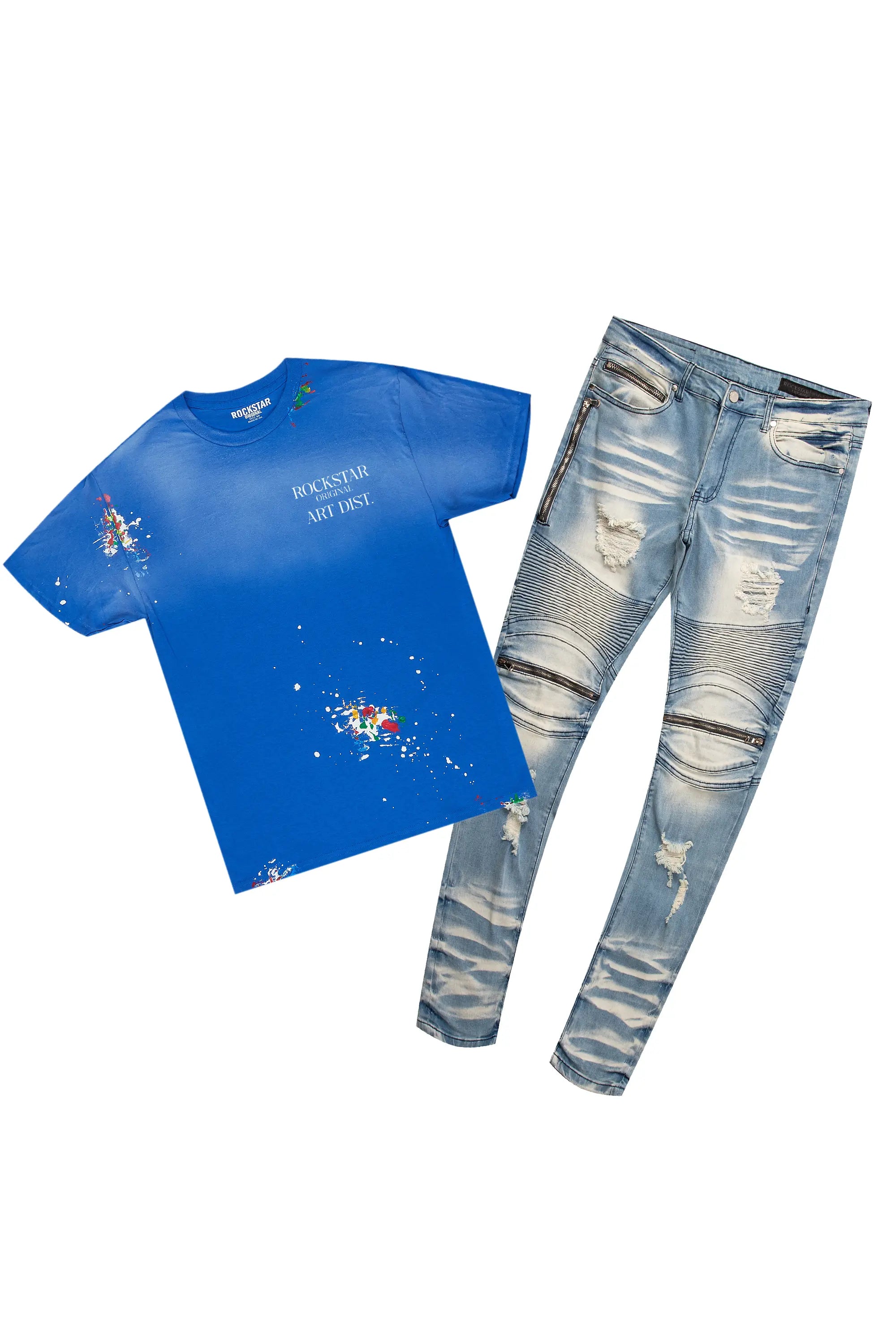 Fresh Comfort Palmer Royal Blue T-Shirt & BK Biker Jean Bundle