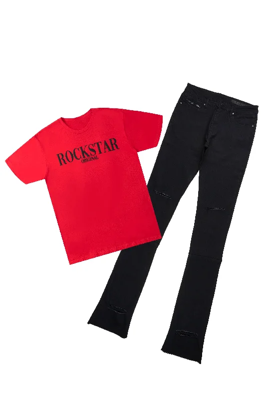 Elegant Design Oskari & Octavio Red/Black Super Stacked Bundle Set