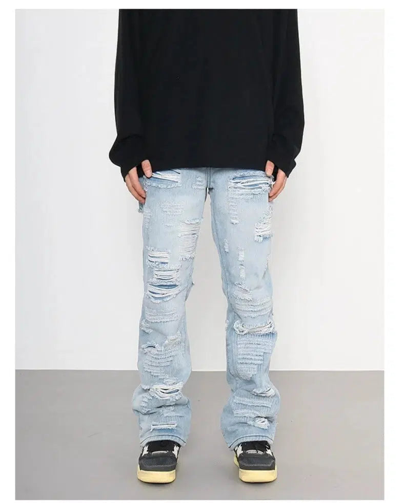 Elegant Series Slim Blue Ripped Jeans
