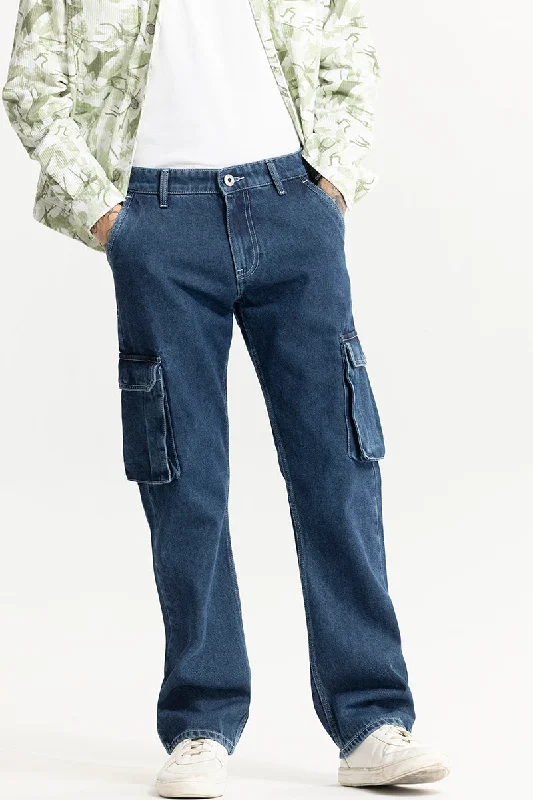 Stagger Blue Straight Fit Jeans