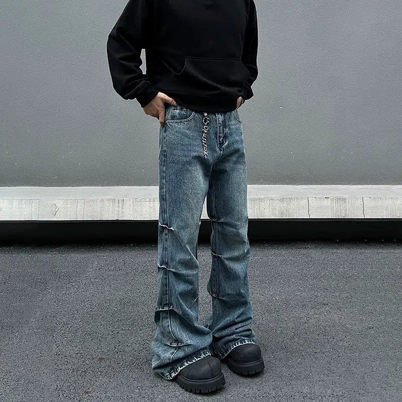 Luxe Comfort Straight Distressed Denim Pants