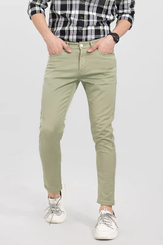 Fashion Touch Voguish Green Cotton Pant