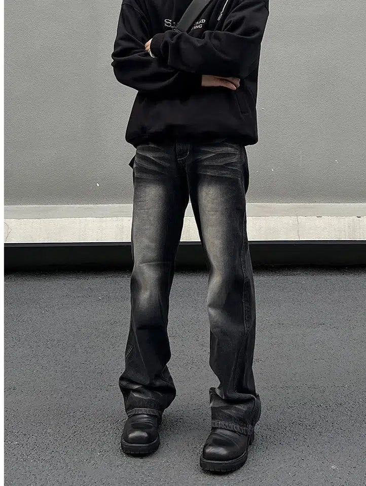 Retro Prints Washed Black and Gray Slim Fit Jean