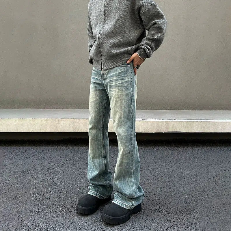 Relaxed And Casual Washed Blue Denim Pants